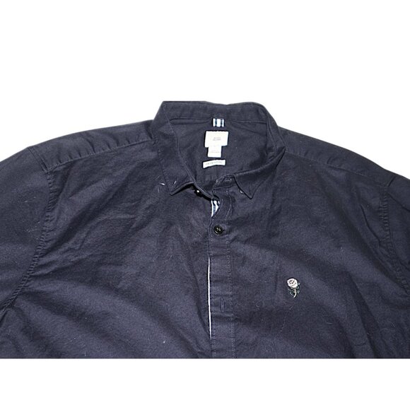 River Island Men Stretch Oxford Shirt Casual Smart Dark Academia - Picture 4 of 7